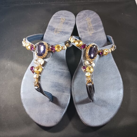 Patrizia By Spring Step Jeweled Blue Thong Sandal size 40 / US size 9 - Picture 3 of 10